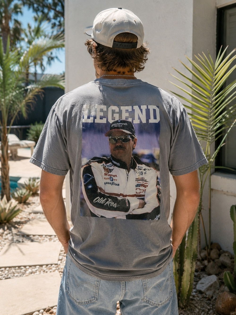 Old Row Gray Dale Earnhardt NASCAR Graphic Tee Shirt L Racing Vintage Style